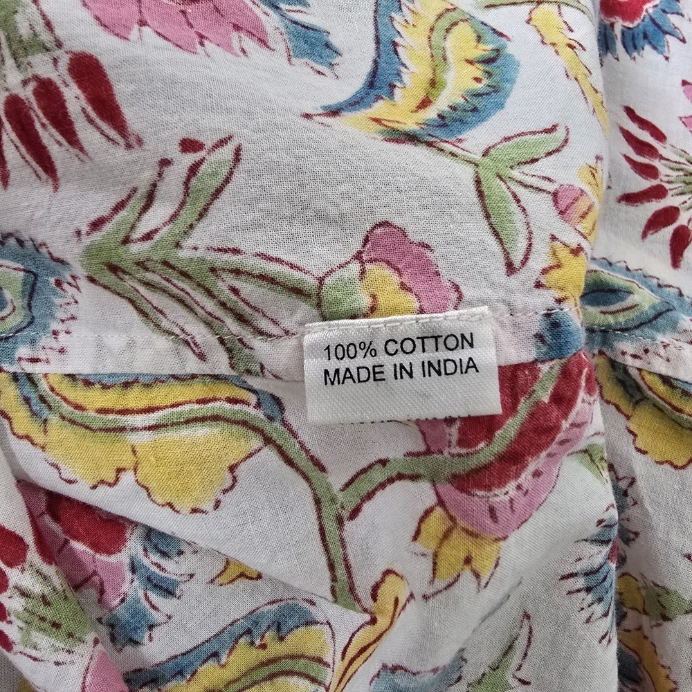Mary Marshmallow India Floral Shirt Size M Relaxed Button Down Long Sleeve Boho - Picture 8 of 9